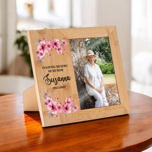 Memorial Picture Frame, Personalized Photo Holder, In Loving Memory Frame, Custom Floral Frame, Loss Sympathy Bereavement Remembrance Gift