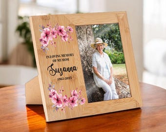 Memorial Picture Frame, Personalized Photo Holder, In Loving Memory Frame, Custom Floral Frame, Loss Sympathy Bereavement Remembrance Gift