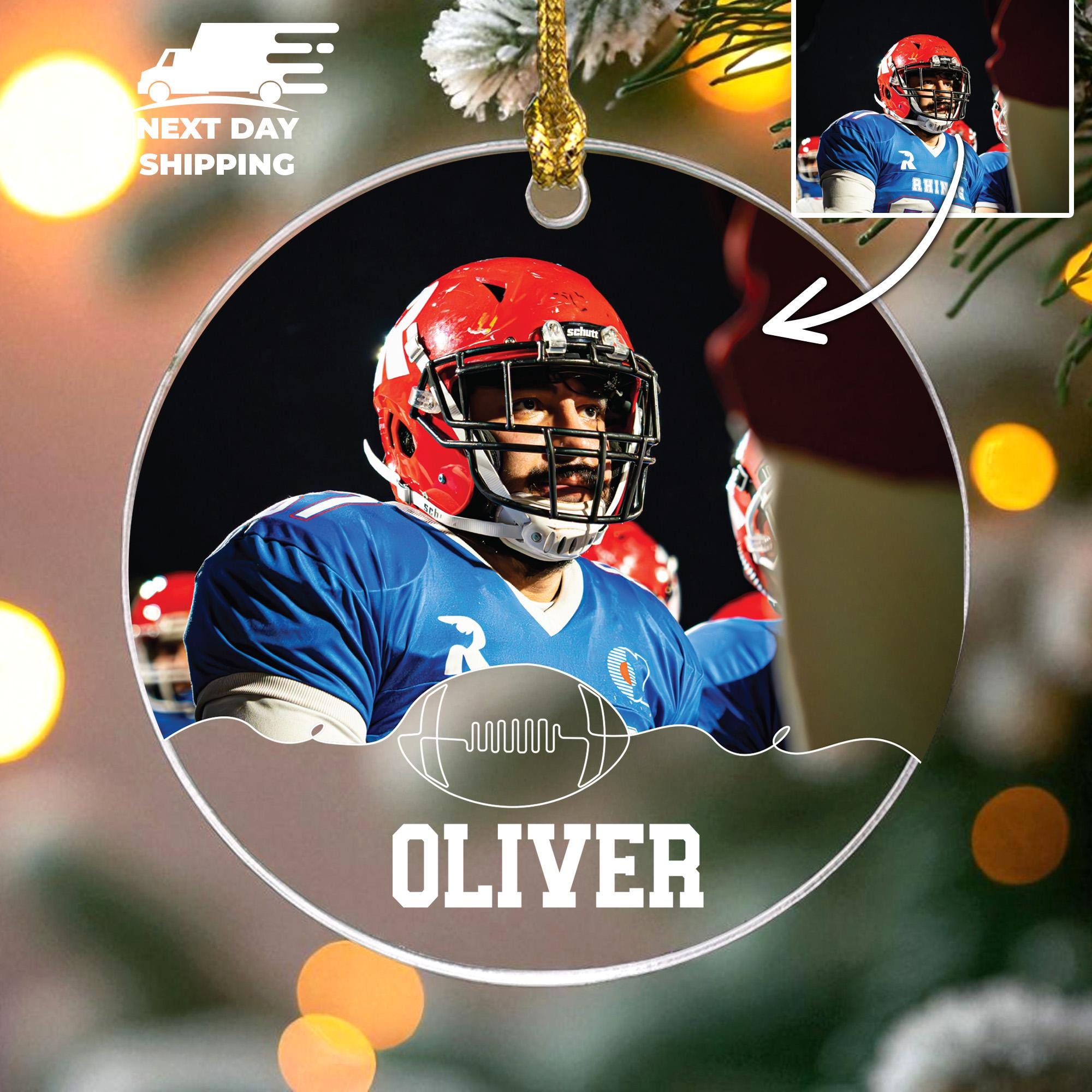 Personalized Football Player Picture Ornament, Football Team Christmas Keepsake, Collage Football Photo Ornament, Christmas Ornament for Him