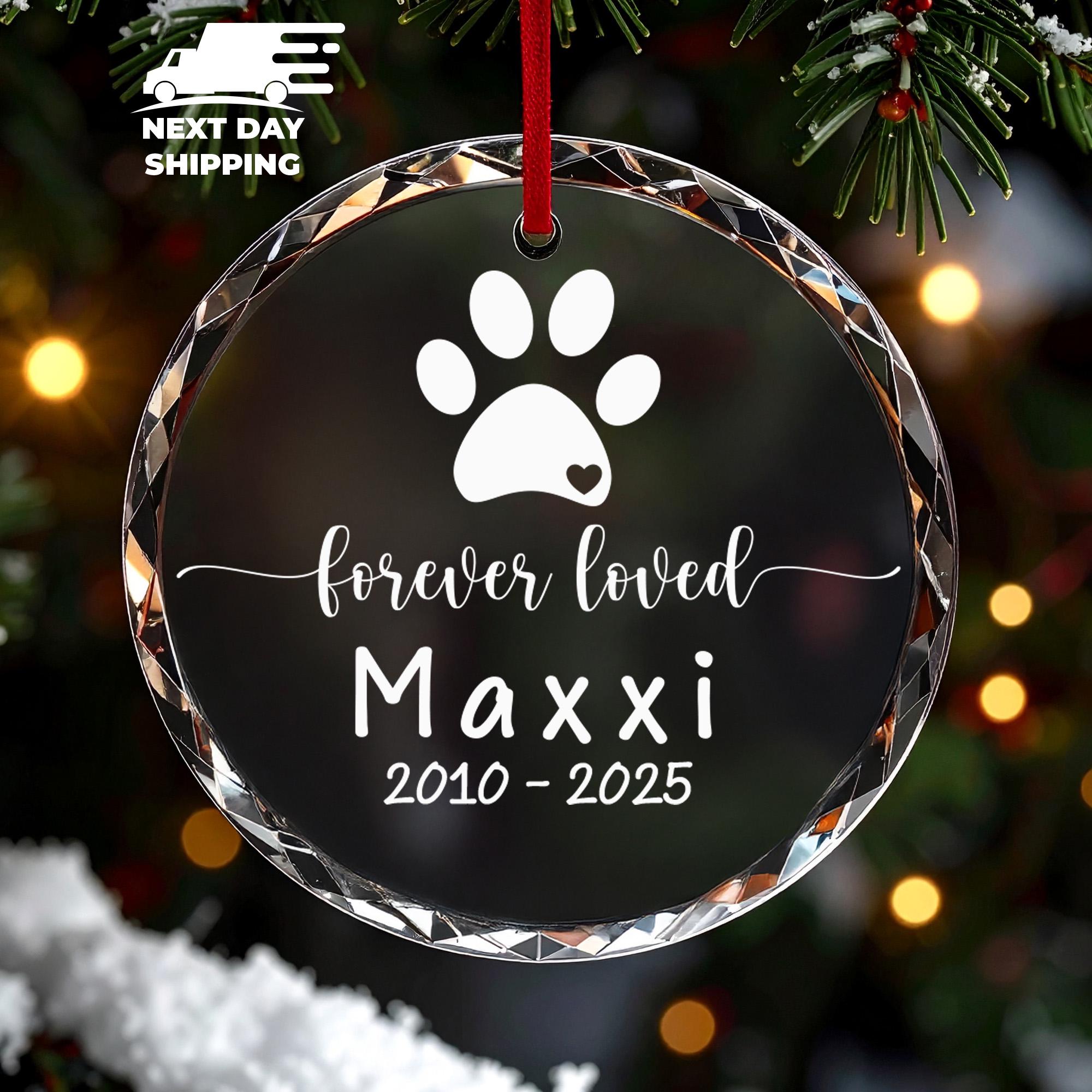 Personalized Pet Memorial Ornament, Custom Pet Loss Keepsake, Dog Remembrance Gift, Forever Loved Paw Print Ornament, Pet Bereavement Gift
