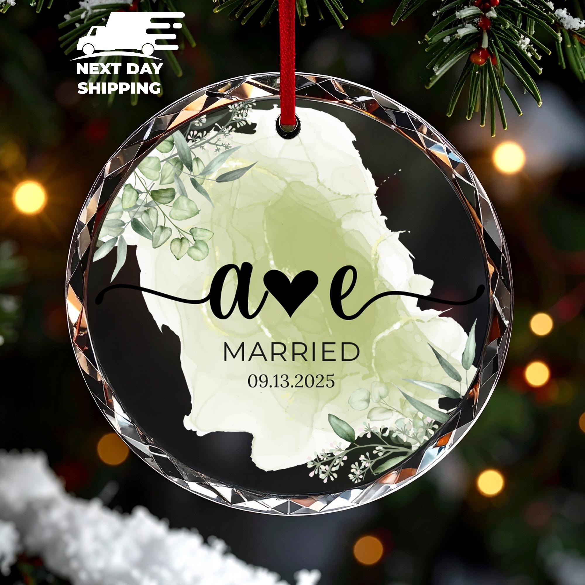 Personalized Married Initial Ornament 2025, Newlywed Christmas Keepsake, Mr & Mrs Ornament, Just Wedding Ornament, Custom Name Wedding Gift