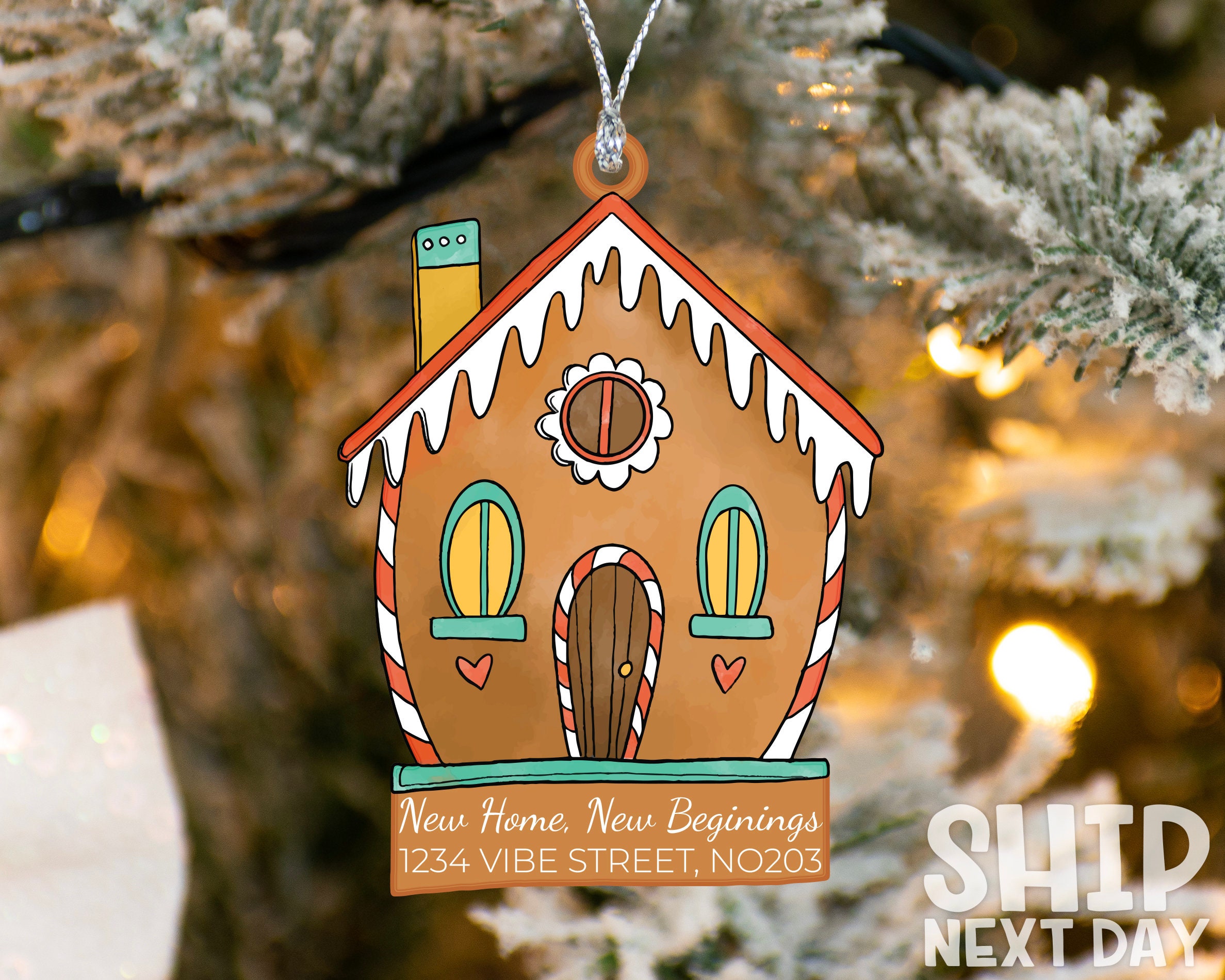 Personalized Our New Home Ornament, Custom Home Address Ornament, Christmas Ornament, Christmas Gifts, Cute Gingerbread House Ornament