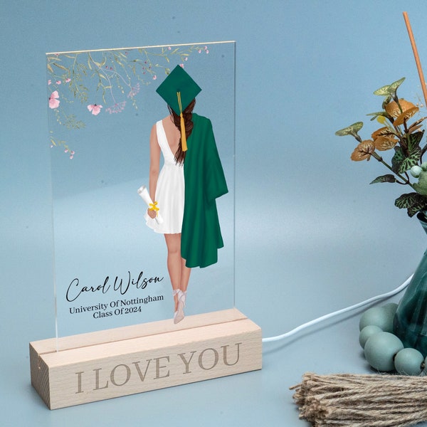 Gepersonaliseerde afstudeercadeaus, acryl afstudeerfotostandaard, afstudeercadeau voor dochter, afstudeercadeau 2023, graduate universiteit en naamstandaard