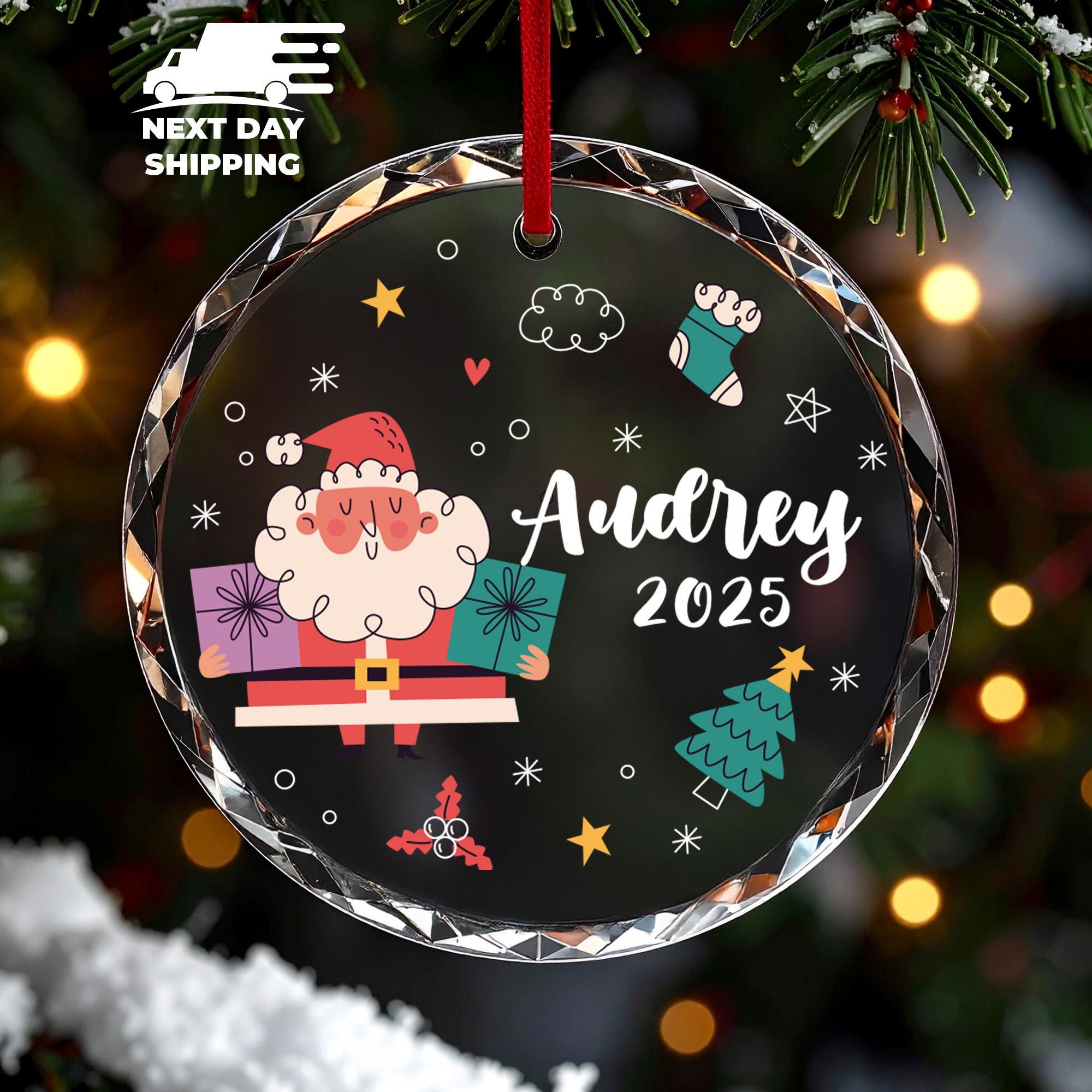 Personalized Santa Claus Christmas Ornament 2025, Custom Name Holiday Ornament, Kids Christmas Tree Decoration, Festive Christmas Keepsake