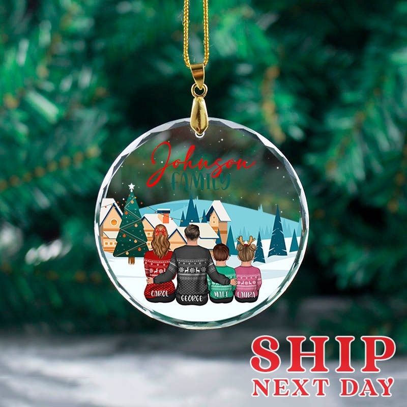 Christmas Family Ornament, Personalized Glass and Acrylic Ornament, Christmas Gifts, Custom Family Gifts, First Christmas as Family Keepsake
