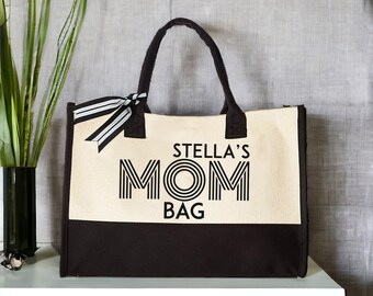 Moms Name Tote Bag, Personalized Mothers Day Gift Bag, Custom Shoulder Bag for Mama, New Mom Gifts, Mom to be Tote Bag, First Mothers Day