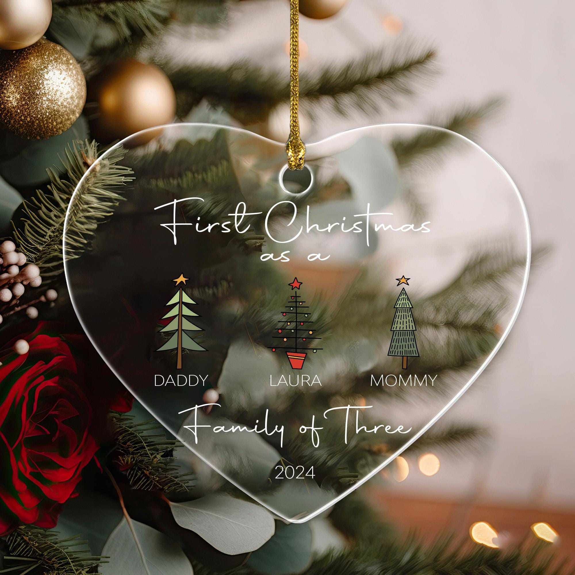 First Christmas Ornament, Family Of Three Ornament, Holiday Gifts, Christmas Gifts, Family Ornament, Heart Ornament, Gift For Family