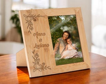 Engraved Mothers Day Photo Frame, Gift for Mom, Personalized Picture Frame, Custom Mothers Day Gifts, Bamboo Photo Holder, Moms Office Decor