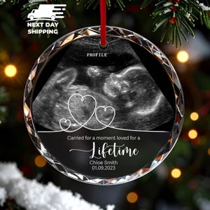 Personalized Expecting Baby Christmas Ornament, Sonogram Ornament, Christmas Gifts, Gift For Expecting Parents, Ultrasound Reveal Ornament