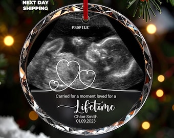 Personalized Expecting Baby Christmas Ornament, Sonogram Ornament, Christmas Gifts, Gift For Expecting Parents, Ultrasound Reveal Ornament