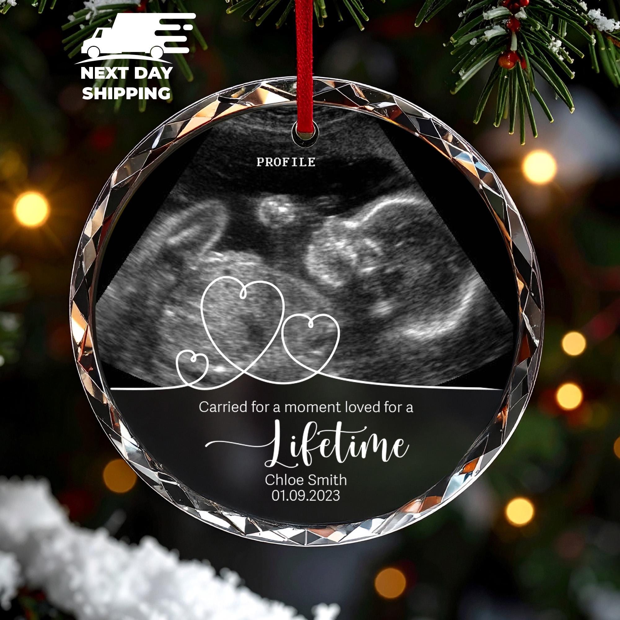 Personalized Expecting Baby Christmas Ornament, Sonogram Ornament, Christmas Gifts, Gift For Expecting Parents, Ultrasound Reveal Ornament