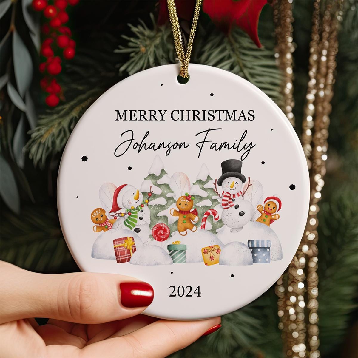 Custom Family Ornament, Family Name Ornament, Christmas 2024 Ornament, Christmas Keepsake Ornament, Family Memorial Ornament, Glass Ornament