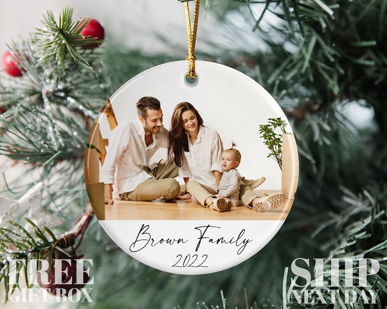 Personalized Family Picture Ornament, Christmas Gift Ornament, Custom Photo Ornament, Unique Christmas Ornament, Family Memorial Ornament Ceramic