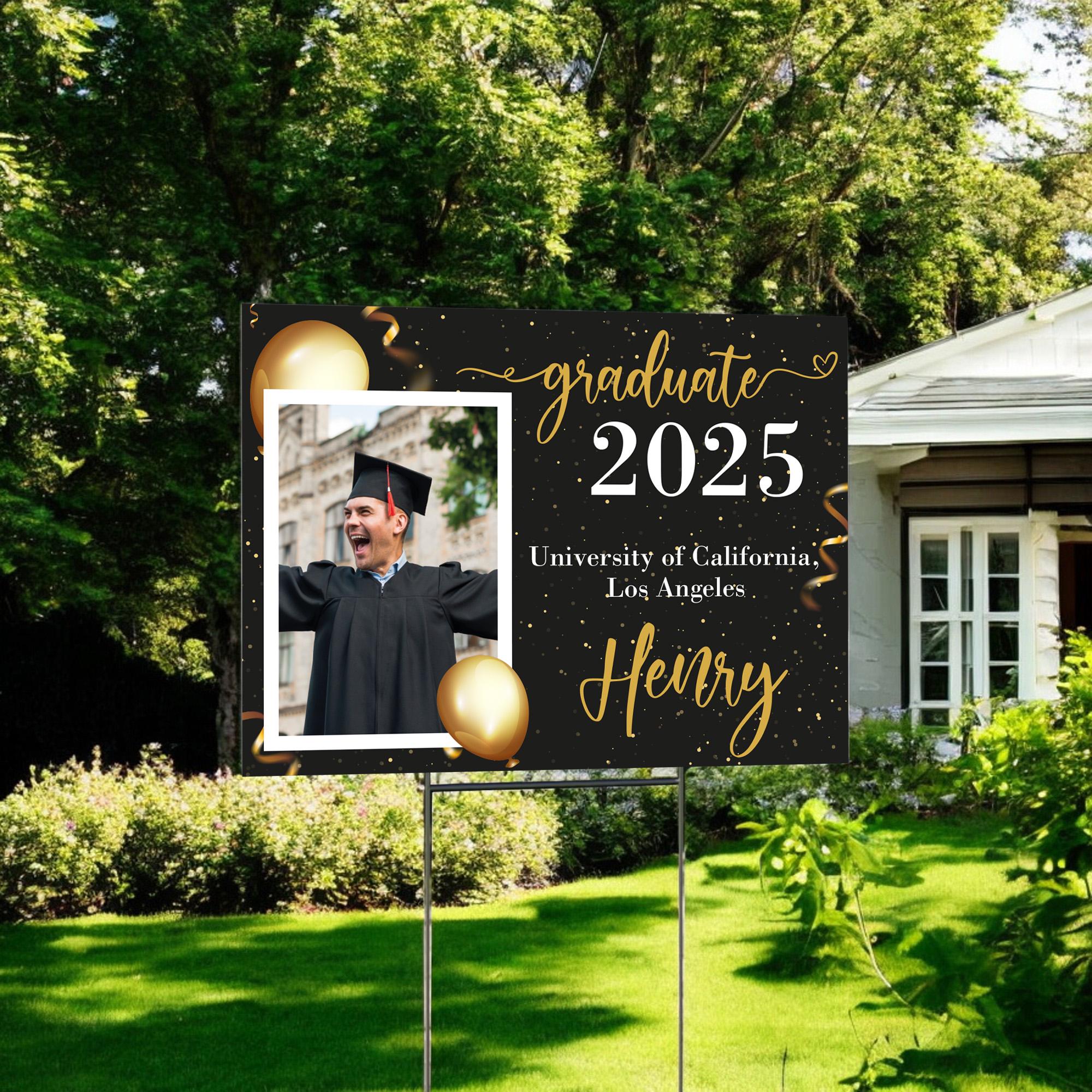 Picket Signs For Graduation University Graduation Yard Sign, Custom Picture Graduation Sign ...