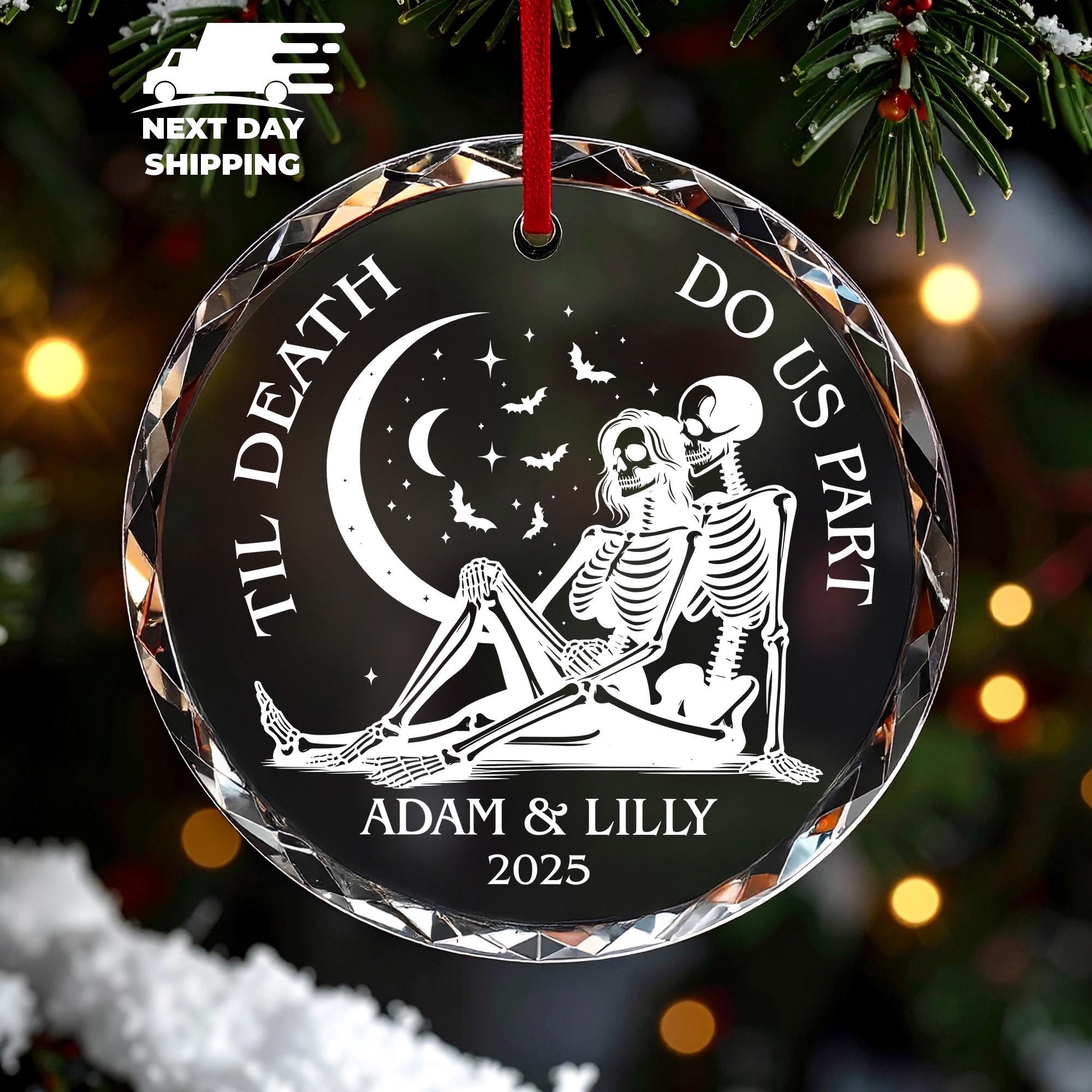 Personalized Couple Halloween Ornament, Husband and Wife Name Ornament, Til Death Do Us Part Ornament, Spooky Couple Gift, 2025 Christmas