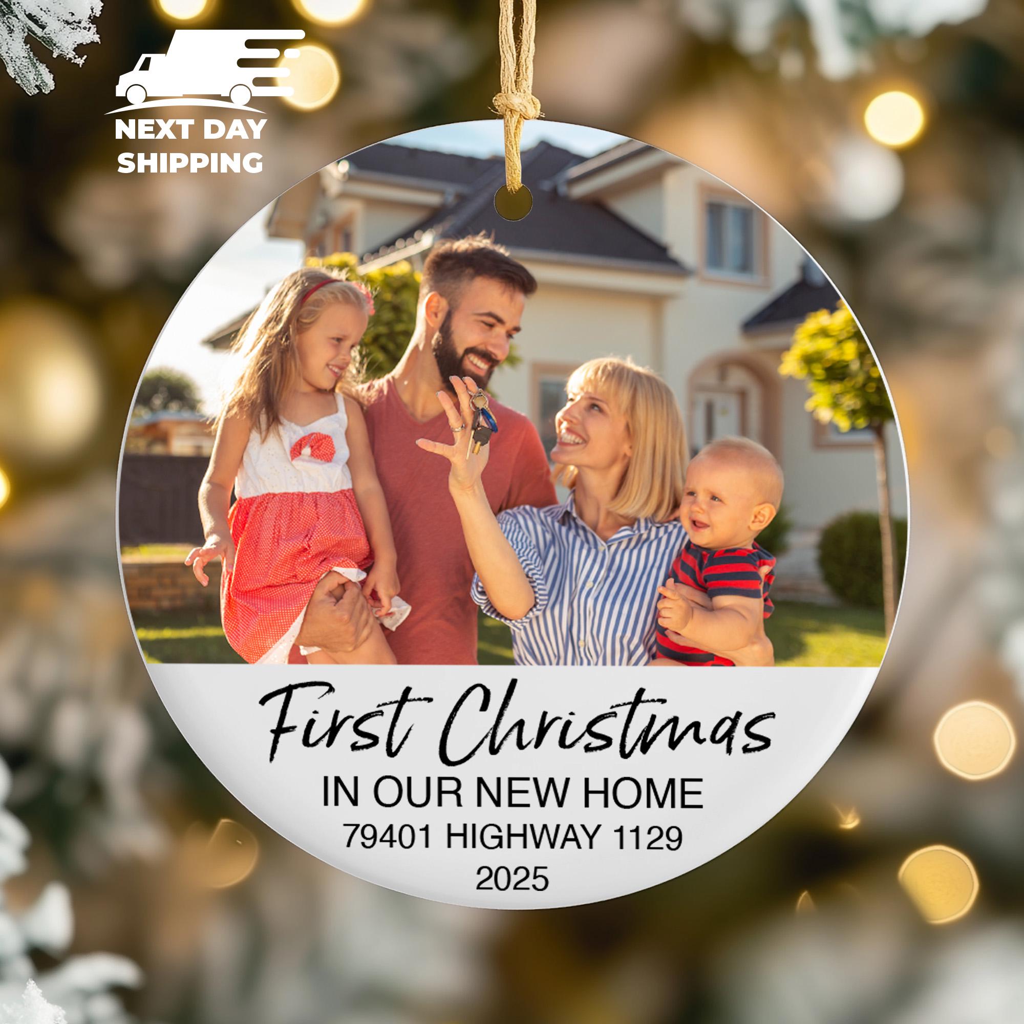 First Christmas In New Home Ornament 2025, Personalized Housewarming Picture Ornament, New Homeowner Christmas Gift, Family Memory Ornament