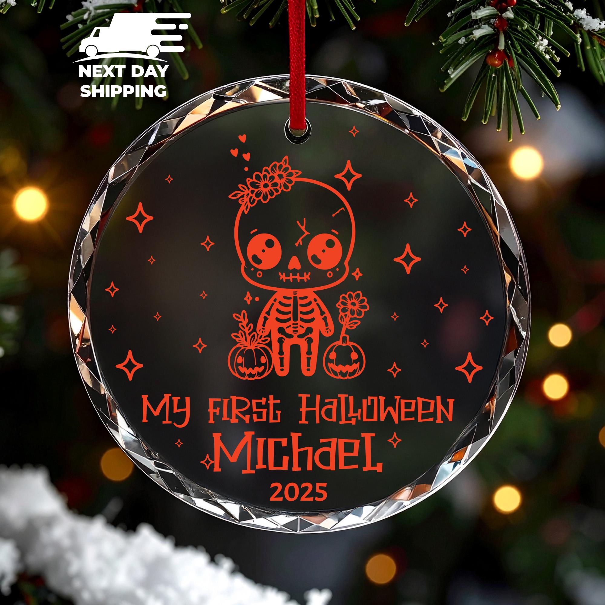 My First Halloween Ornament, Baby Name Ornament, Skeleton Baby Ornament, Spooky Kid Ornament, Cute Halloween Keepsake, Baby Girl Ornament