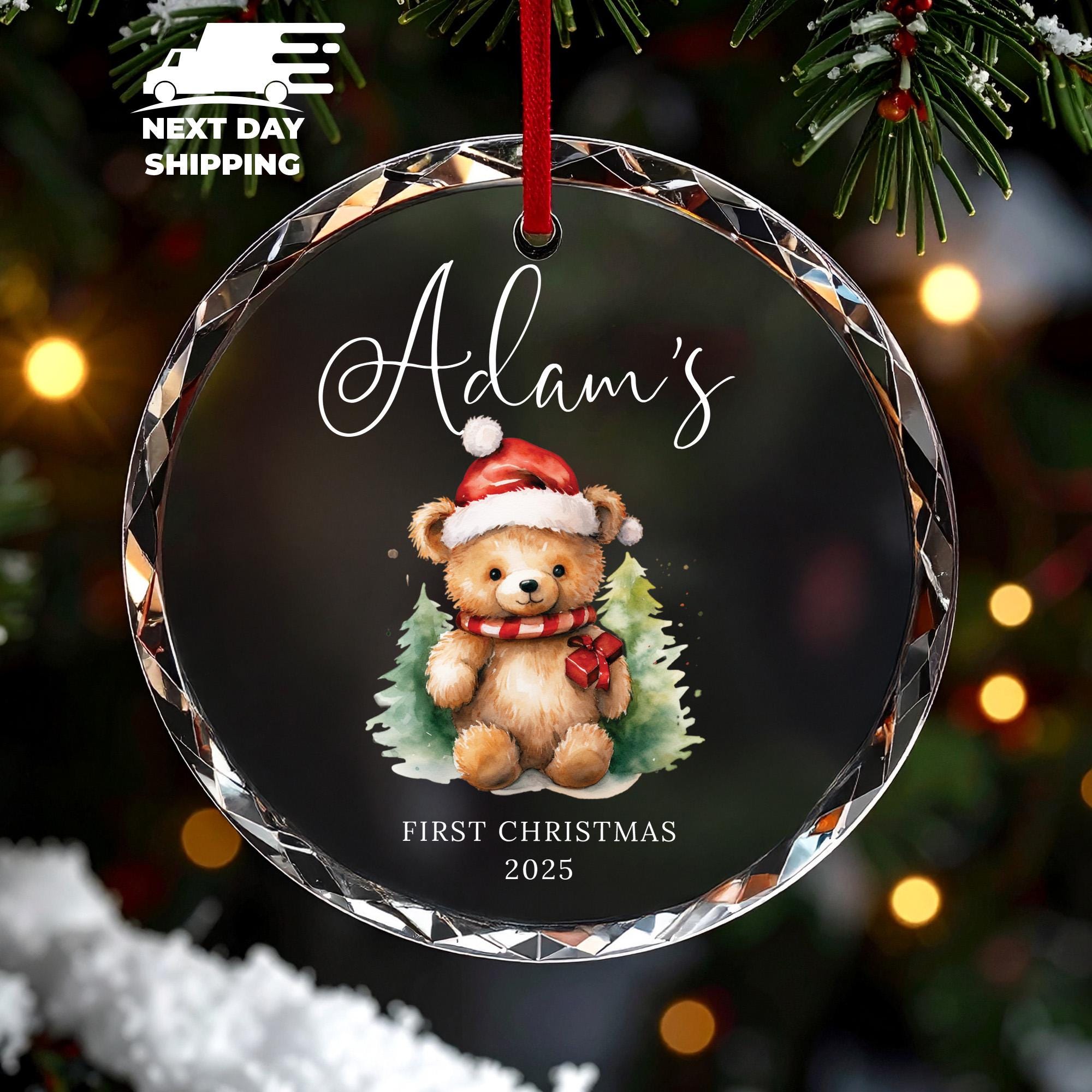 Custom Christmas Ornament For Baby, Personalized Teddy Bear Ornament, Baby First Christmas Ornament 2025, Newborn Christmas Tree Decoration