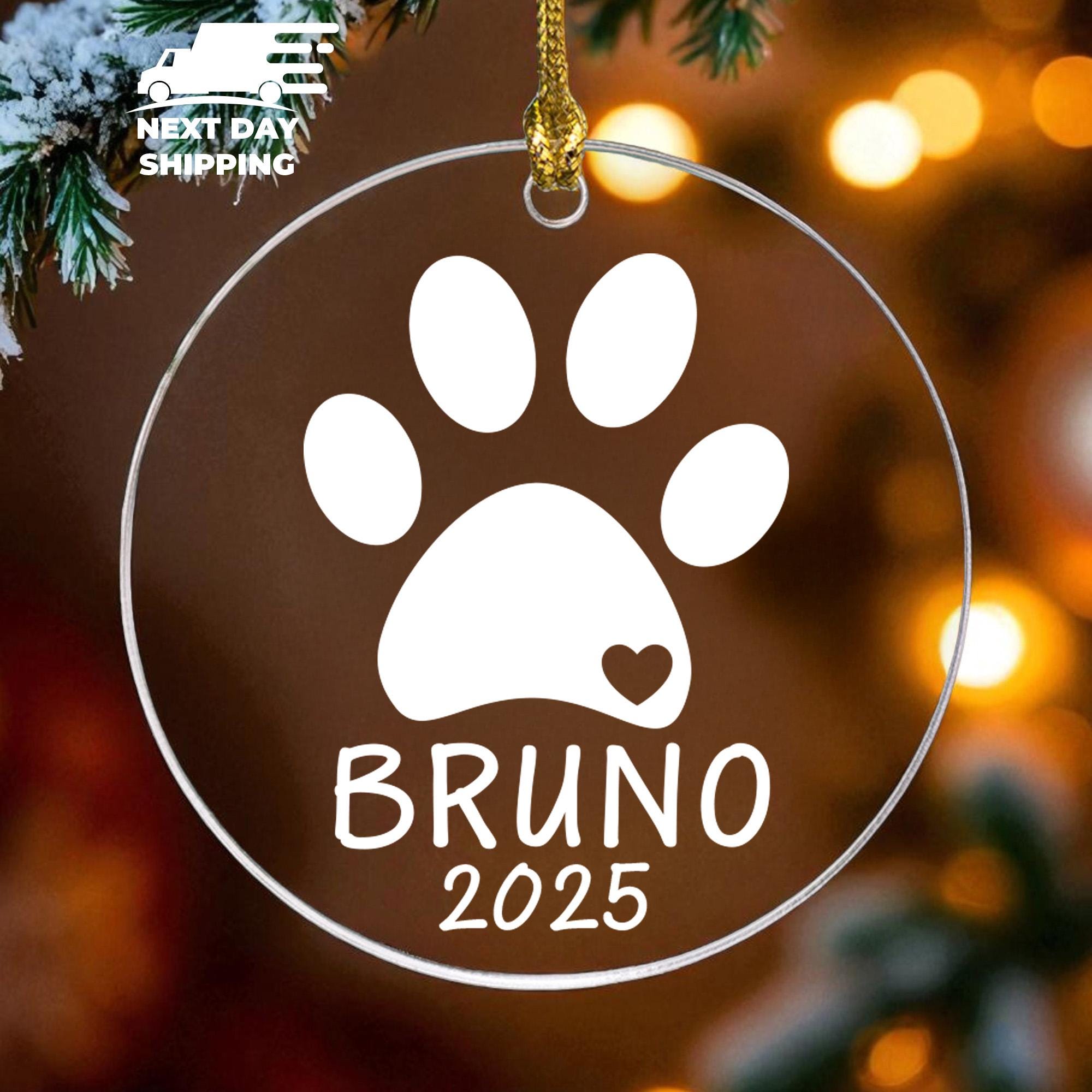 Personalized Pet Paw Print Christmas Ornament 2025, Custom Pet Name Ornament, Memorial Pet Keepsake, Pet Loss Gift, Pet Lover Christmas Gift