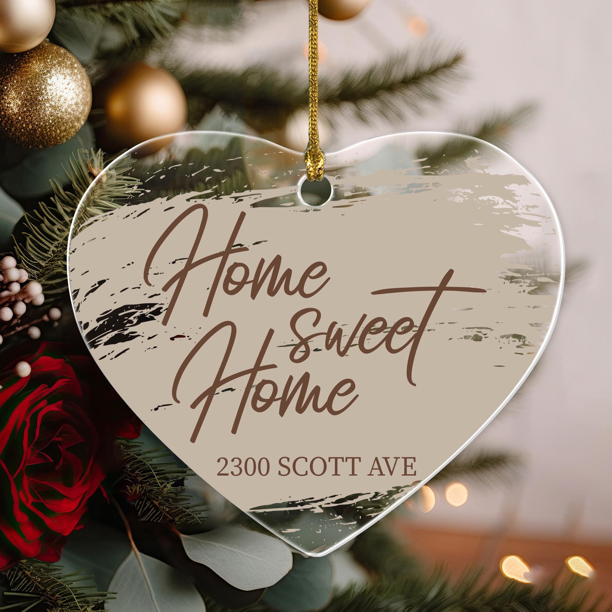 Home Sweet Home Ornament, Heart Ornament, New Home Ornament, Christmas Ornament, Christmas Tree Ornament, House Ornament, Couple Ornament
