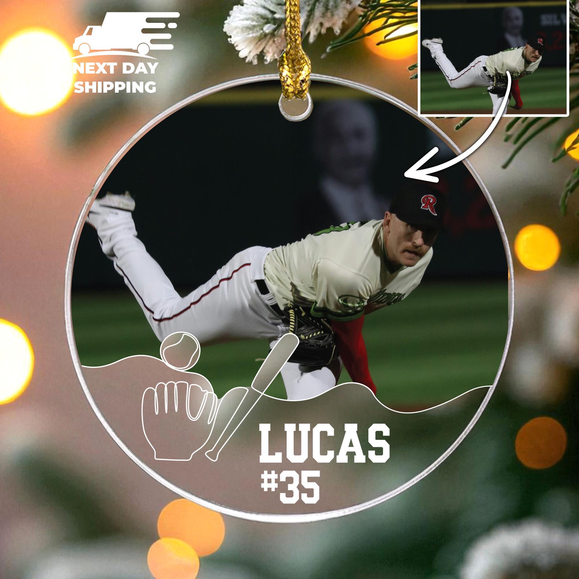 Personalized Baseball Player Picture Ornament, Baseball Team Christmas Keepsake, Collage Baseball Photo Ornament, Christmas Ornament for Him