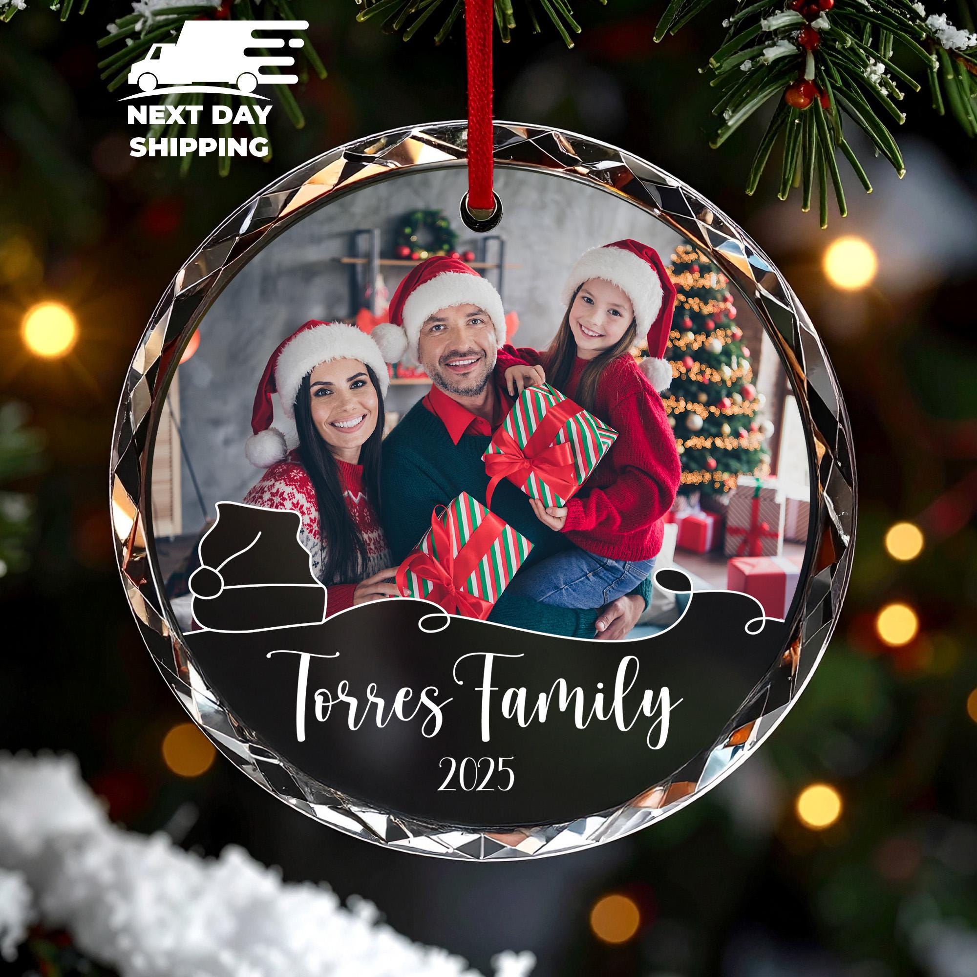 Personalized Family Photo Ornament 2025, Custom Christmas Ornament, Family Holiday Keepsake Gift, Custom Xmas Family Name Tree Decoration