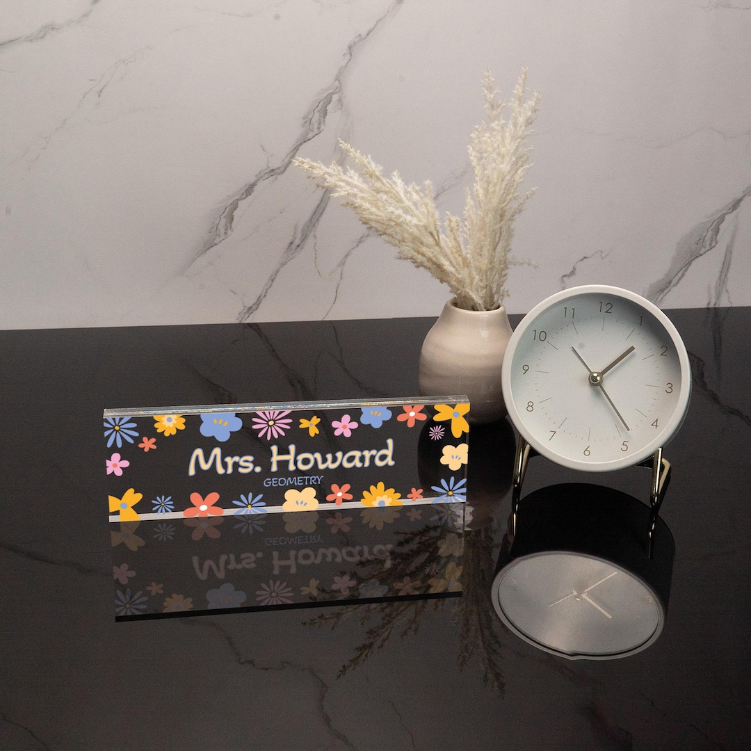 Teacher and Class Name Sign Acrylic, Personalized Teacher Desk ...