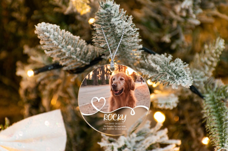 Personalized Pet Memorial Ornament, Custom Picture Christmas Ornament, Christmas Gifts, Christmas Keepsake, Pet Loss Ornament For Christmas image 1