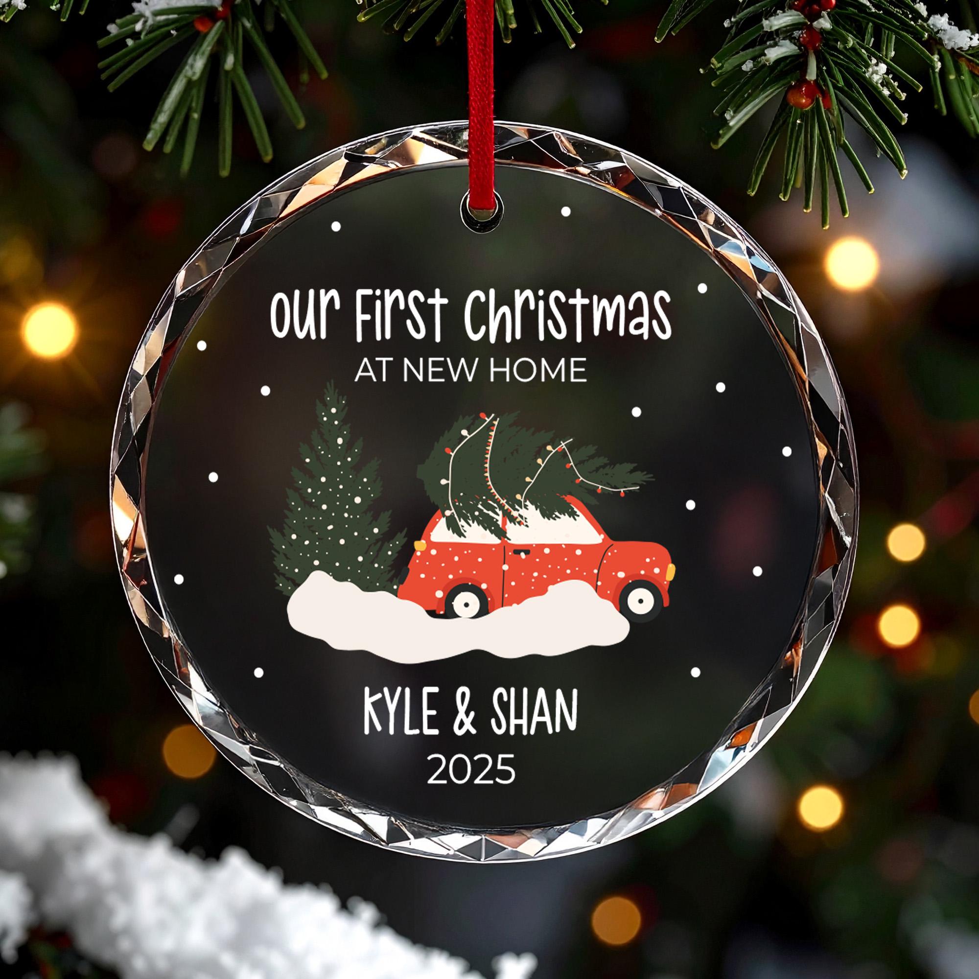 First Christmas In Our New House Ornament, Red Car Christmas Tree Name Ornament, Couple New House Keepsake, Housewarming Moving In Keepsake