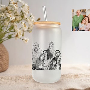 Custom Photo Coffee Cup, Personalized Clear Tumbler, Face on Frosted Tumbler, Mothers Day Gifts, Gift for Her, Picture Tumbler, Beverage Jar