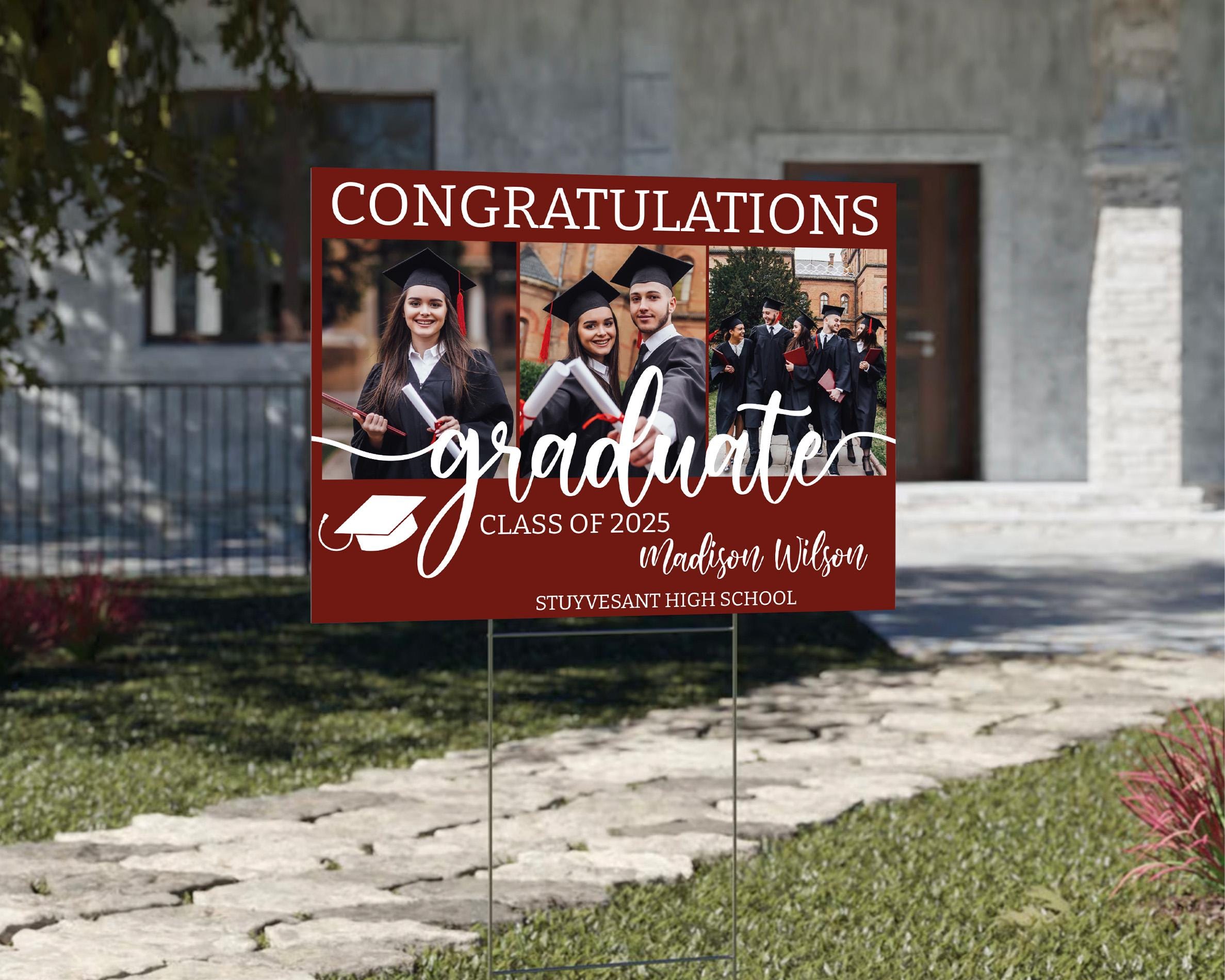 Lockview High School Grad Sign High School Graduation Sign With Three Pictures, Custom Photo ...