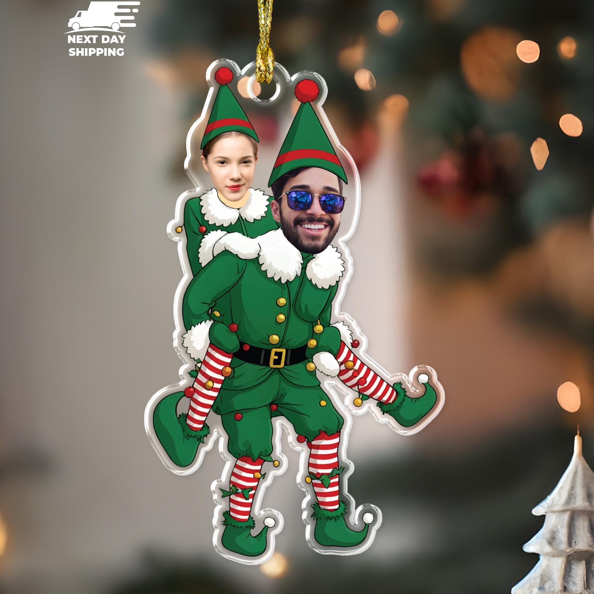 Christmas Elves Couple Ornament, Funny Couple Christmas Keepsake, Personalized Boyfriend Girlfriend Ornament, Christmas Holiday Ornament