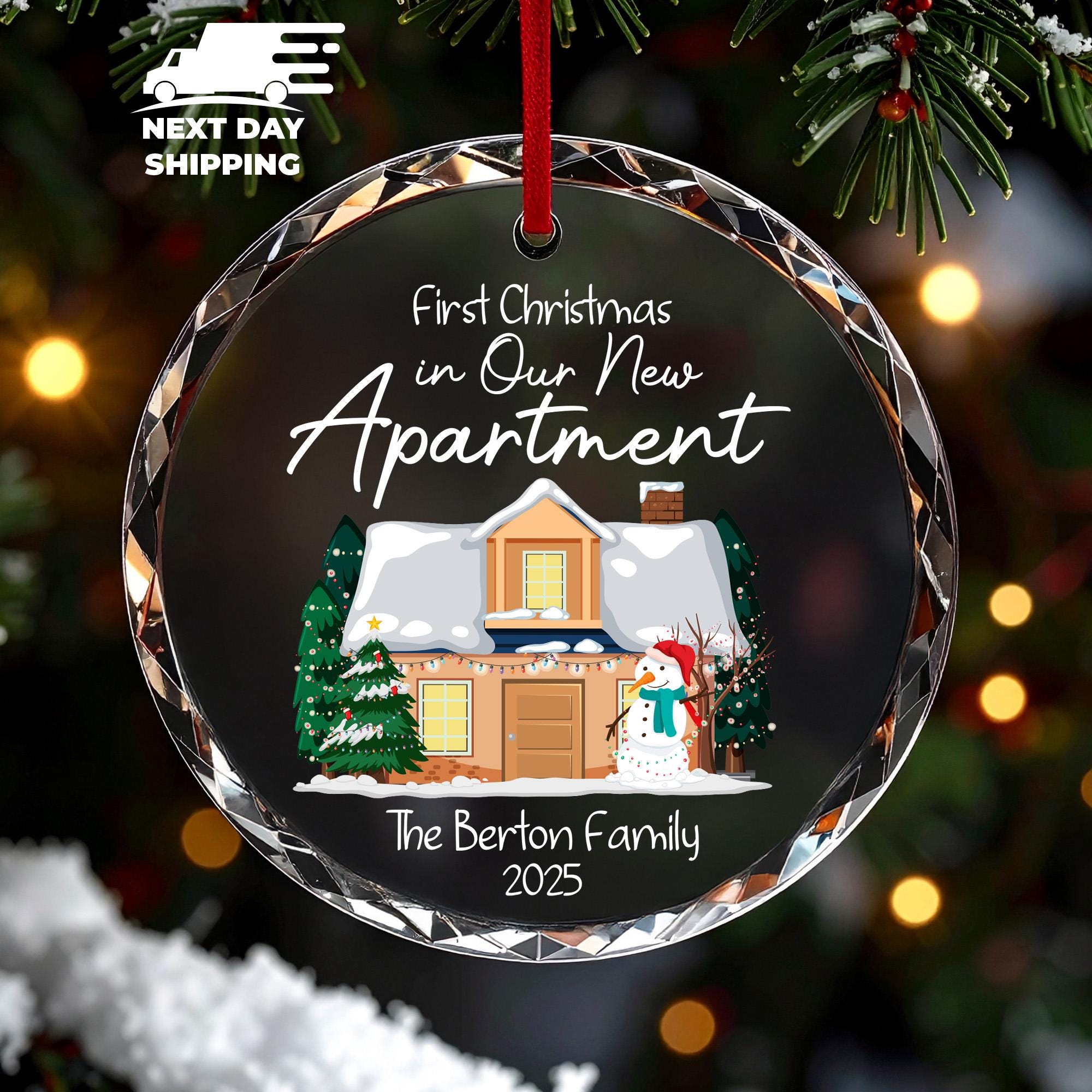 Personalized First Christmas In Our New Apartment Ornament 2025, Custom Couple Family Name Ornament, Newlywed Apartment Christmas Keepsake