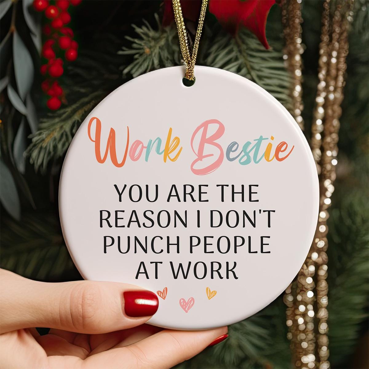 Work Bestie Ornament, Coworker Ornament, Christmas Ornament, Colleague Ornament, Custom Ornament, Coworker Christmas Gifts, Work Bestie Gift