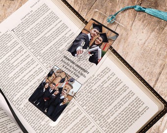 Graduation Keepsake Bookmark, Acrylic Photo Bookmark, Personalized Graduation Gifts, Bookmark with Tassel, University and Friends Name Gift