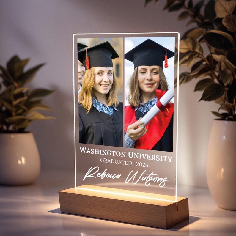 Graduation Photo Both Sign Double Photo Graduation Sign, Personalized Grad Picture Display, Custom ...