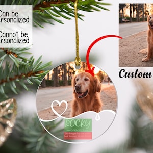 Personalized Pet Memorial Ornament, Custom Picture Christmas Ornament, Christmas Gifts, Christmas Keepsake, Pet Loss Ornament For Christmas image 2