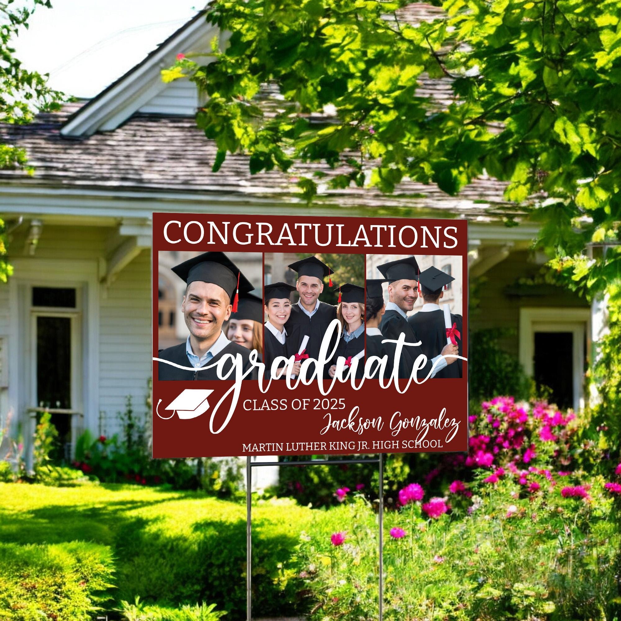 Lockview High School Grad Sign High School Graduation Sign With Three Pictures, Custom Photo ...