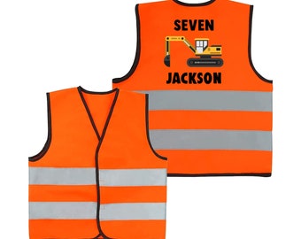 Gilet haute visibilité personnalisé pour enfants, cadeau pour enfants, veste de sécurité pour enfants, gilet réfléchissant, gilet de construction, gilet pour garçons, vêtements de jeu