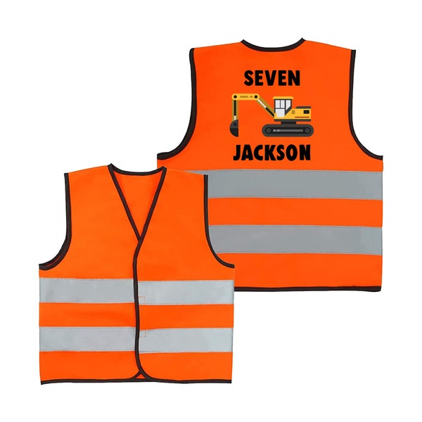 Personalized Hi Visibility Vest for Kids, Gift For Children, Kids Safety Jacket, Reflective Vest, Construction Vest, Boys Vest, Play Clothes