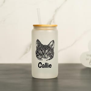 Barattolo con foto di animali domestici personalizzato, regali per mamme di cani e gatti, bicchiere di vetro, regalo per lei, bicchiere con faccia di cane e gatto, regalo per proprietari di animali domestici, lattina di soda da 16 once