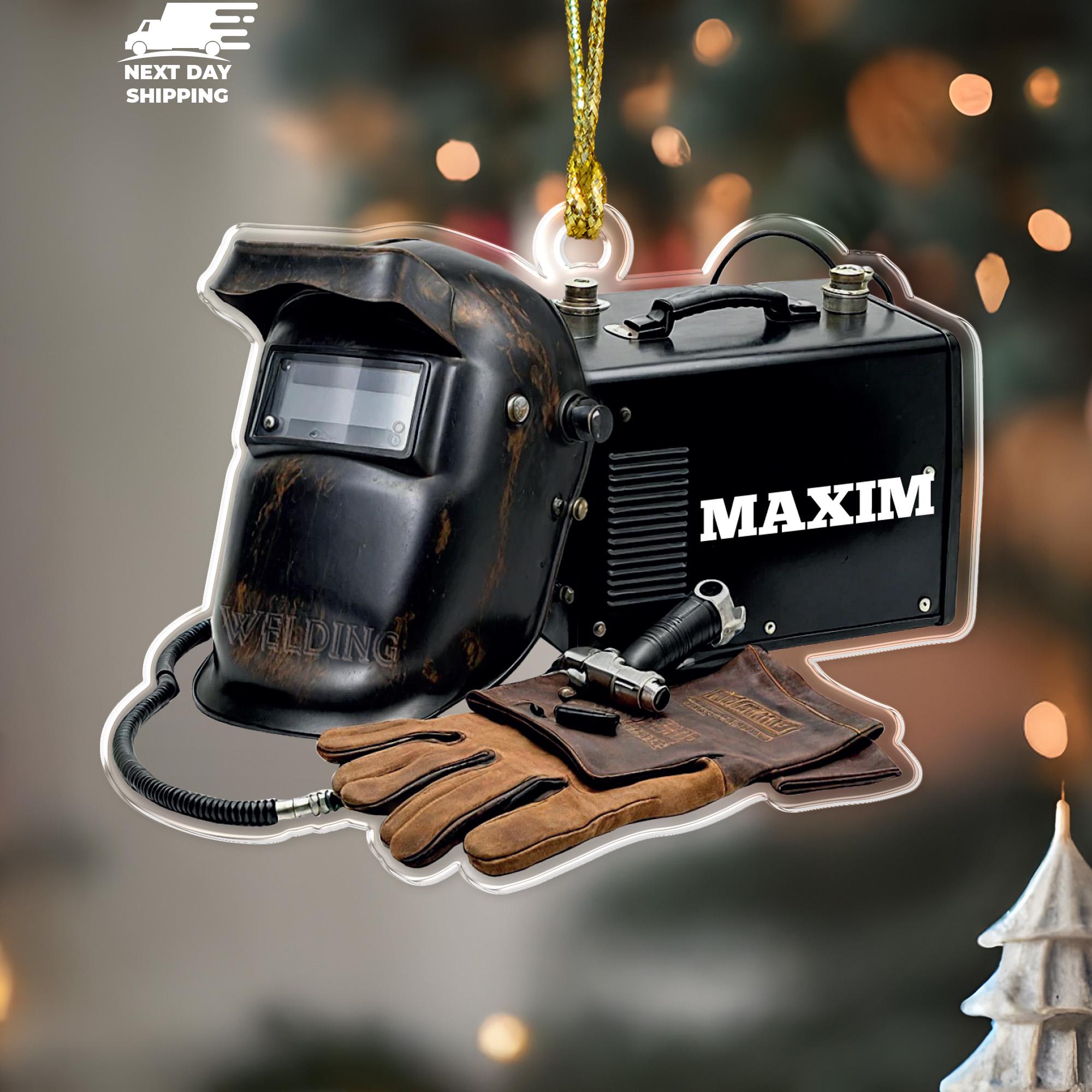 Personalized Welder Ornament, Custom Welding Ornament with Name, Welding Mask Keepsake, Christmas Ornament for Him, Husband Christmas Gift