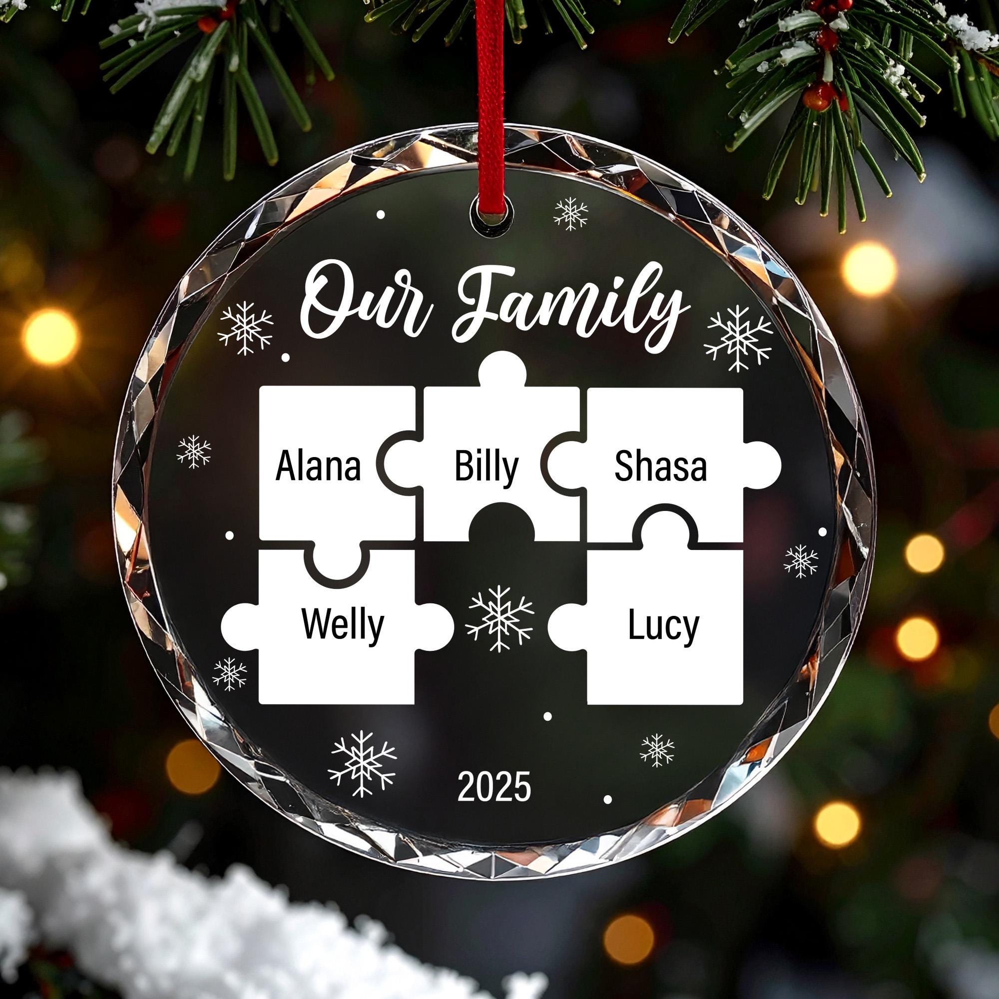 Personalized Family Puzzle Ornament 2025, Custom Names Christmas Ornament, Our Family Puzzle Piece Tree Decoration, Holiday Gift For Parents