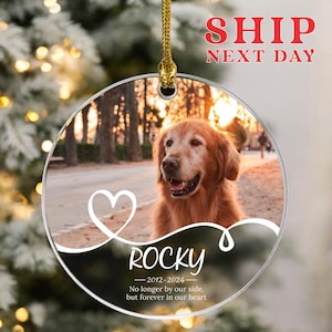 Personalized Pet Memorial Ornament, Custom Picture Christmas Ornament, Christmas Gifts, Christmas Keepsake, Pet Loss Ornament For Christmas