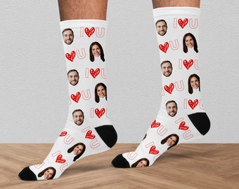 Benutzerdefinierte Paare Bild Socken, personalisierte Freund Socken, Freund Geschenke, Geschenk für ihn, Geschenk für sie, Geschenk für Paare, ich liebe dich Socken