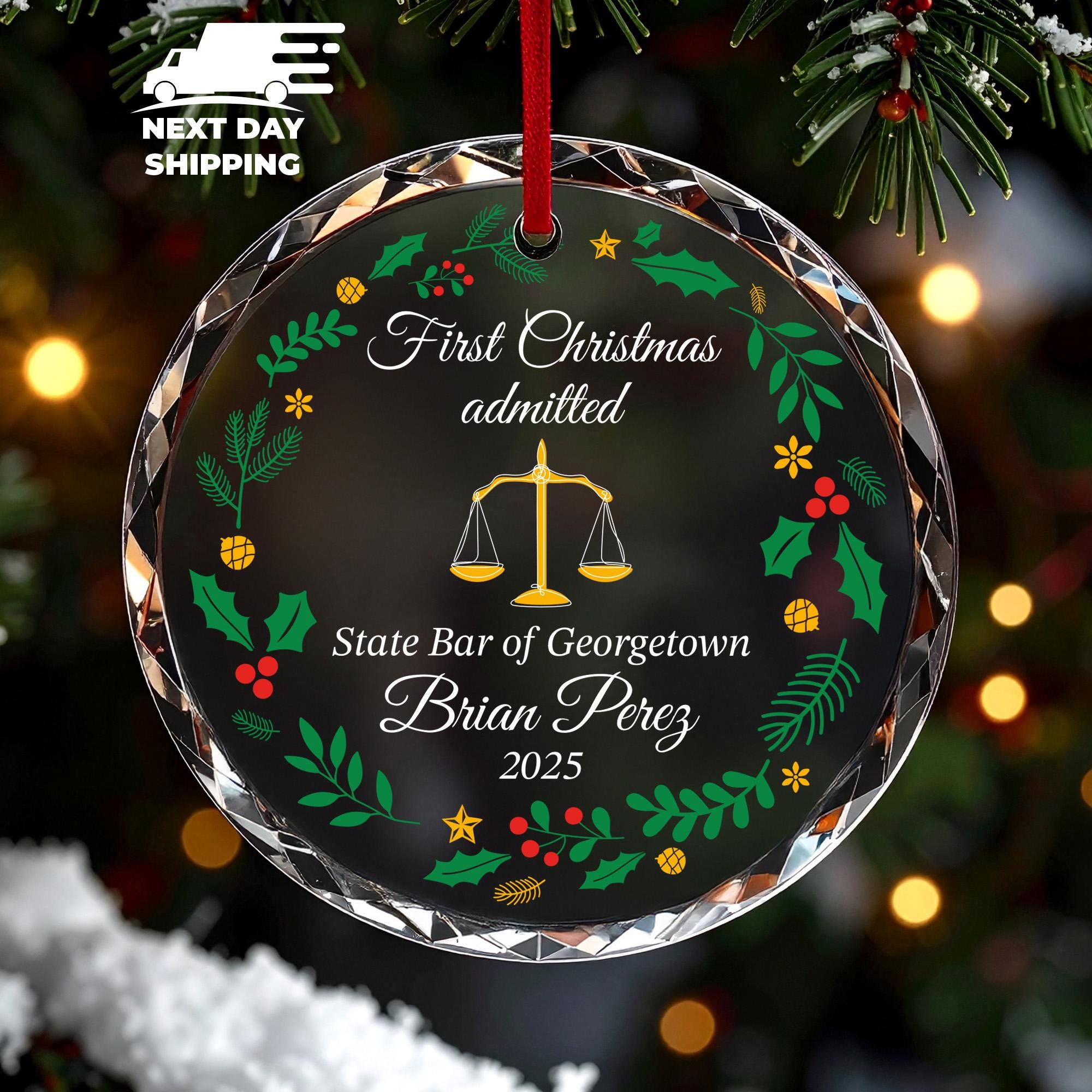 Personalized Lawyer Ornament 2025, Custom First Christmas Bar Admission Keepsake, Attorney Graduation Gift, New Lawyer Christmas Ornament