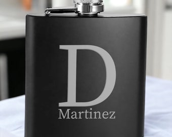 Black Flask Set, Personalized Engraved Flask for Men, Fathers Day Gifts, Gift for Him, Customized Gifts, Anniversary Gifts for Husband