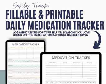 Daily Medication Log, Medication Tracker, Printable Medication List, Medication Administration Record, MAR, Printable Medication Sheet