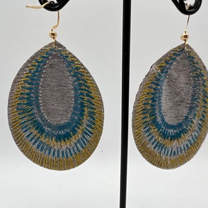 Various colours beautiful peacock feather earrings super light weight with gold coloured tops available in green, purple and blue image 8