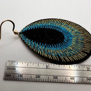 Various colours beautiful peacock feather earrings super light weight with gold coloured tops available in green, purple and blue image 6